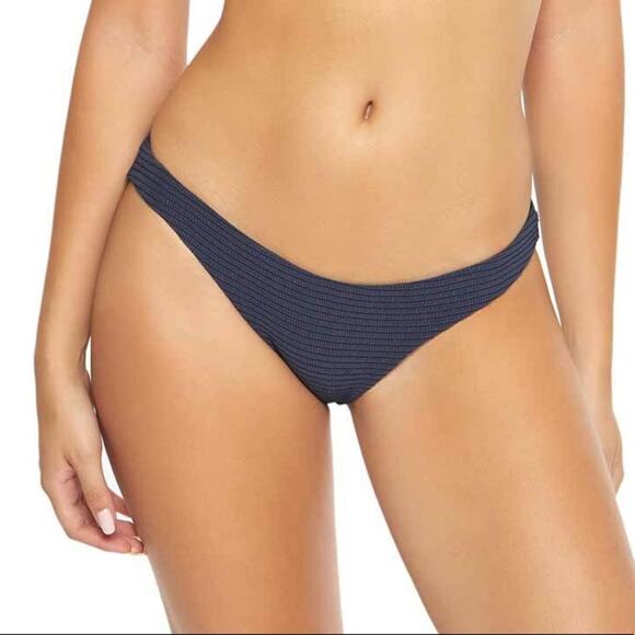 Pilyq Swim New Small Navy Blue Poseidon Smocked Terry Swim Bikini Bottoms Low Rise Pilyq